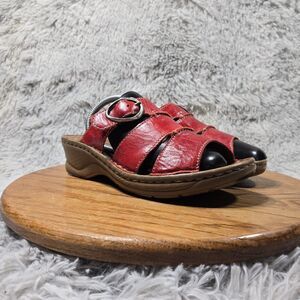Josef Seibel Womens Size 9 Red Dolimite Leather Buckle Comfort Slide Sandals